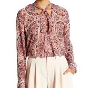 NWT $288 Alice + Olivia Anabel Slim Tie Neck Tunic Blouse - size Medium!